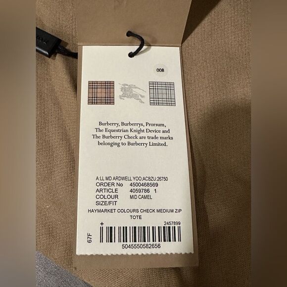 BURBERRY Haymarket Colours Check Medium Tote - Picture 9 of 13